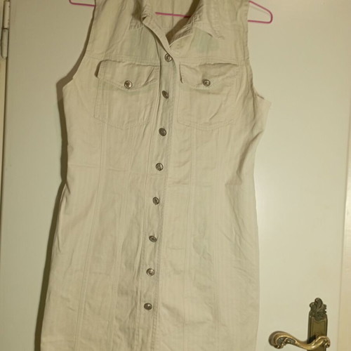 Thin denim dress cotton, sand beige, like new, size M