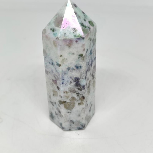 Jade Obelisk 6.5cm with Natural Multicolored Minerals like new