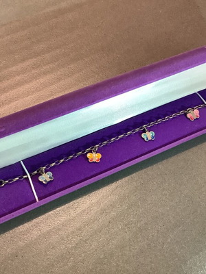 Παιδικό ασημένιο 925 βραχιόλι με χρωματιστές πεταλούδες like new