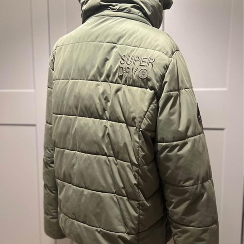 Superdry Hooded Puffer Jacket used, green, size XL