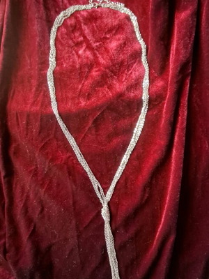 Long silver tie-style necklace new