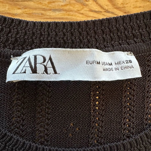 ZARA Black Knitted Short-Sleeve Blouse Like New, Size M