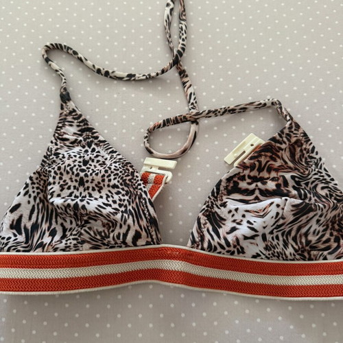 SunsetGo! bikini with red and multicolor animal print