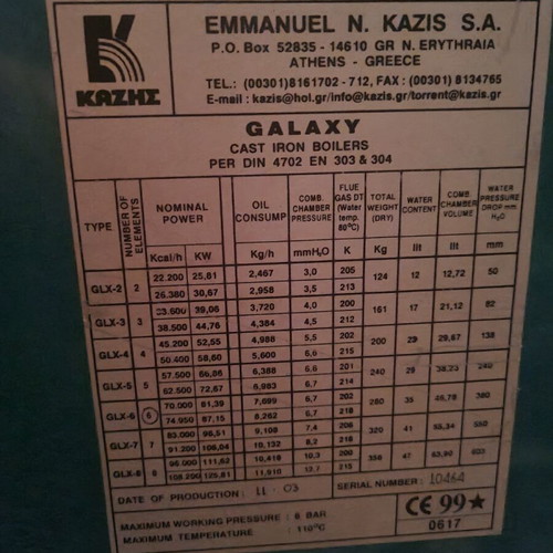 KRZYS Galaxy oil boiler with Bentone burner used