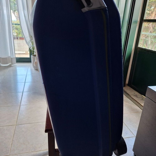 Samsonite vintage 80`s suitcase used, blue with 2 wheels