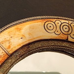 Vintage Moroccan mirror pair used, mid-century camel bone inlay