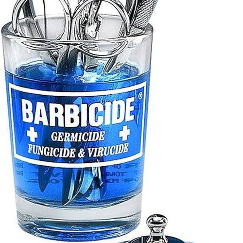 Barbicide glass disinfectant jar 120ml with stainless steel lid new