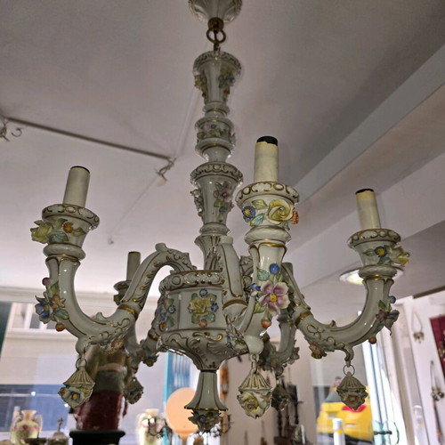 Capodimonte porcelain chandelier used, 80x55 cm