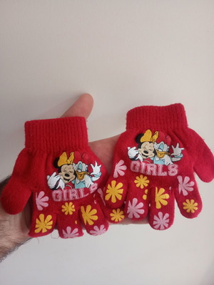 Παιδικά μάλλινα γάντια Minnie Mouse και Daisy Duck σε κόκκινο