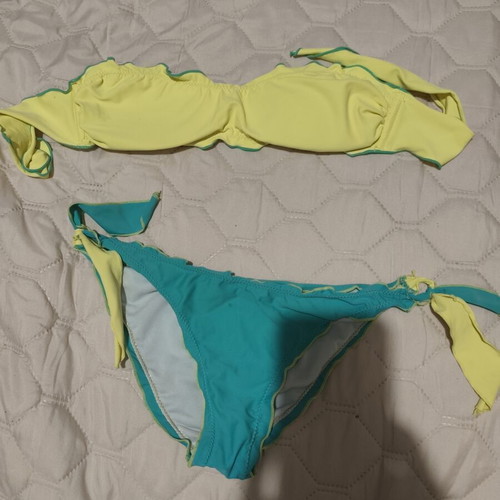 Bikini set Katia used, two-tone yellow and turquoise, size 38