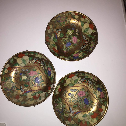 Set of handmade wall plates, 3 pieces, 14 cm