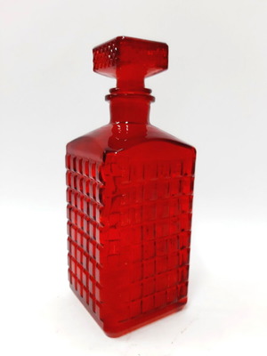 Vintage Red Pressed Glass Decanter 700 ml, Like New