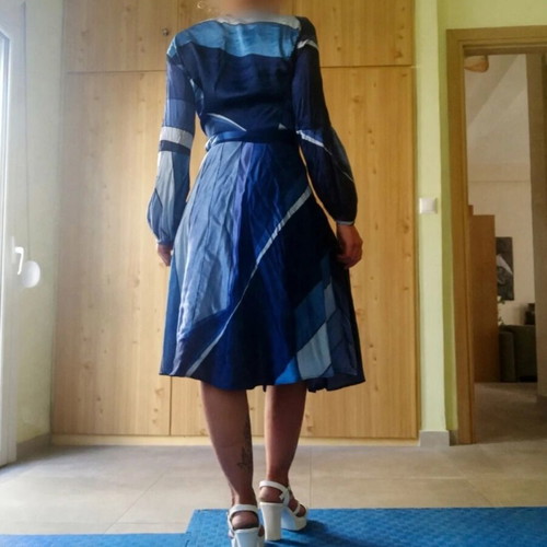 Zara blue satin midi wrap dress like new, size M