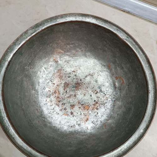 Copper pot 24 cm used with lid, old