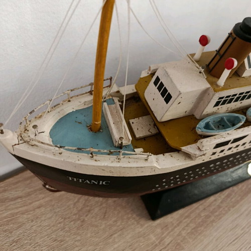 Large handmade wooden Titanic model used