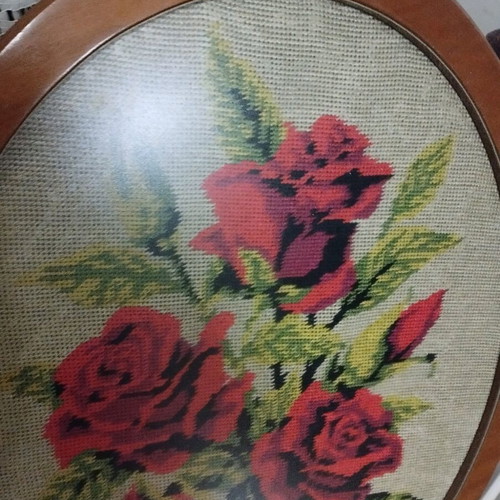 Wooden frame with embroidery new, rose motif 43x53 cm