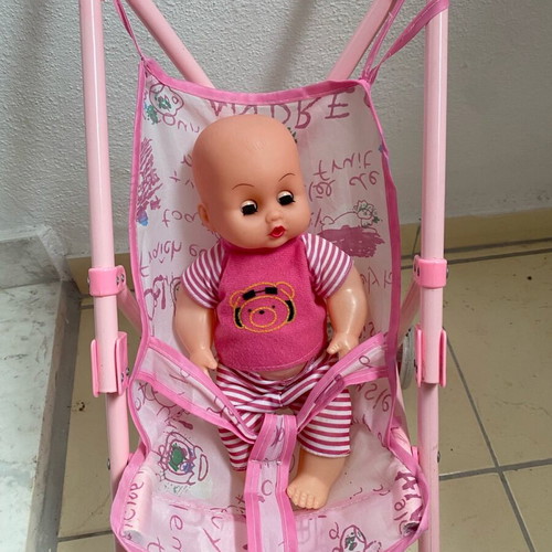 Doll stroller with doll used, pink