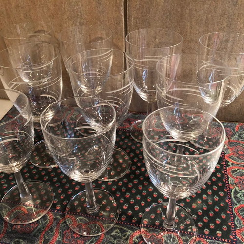 Water glasses used, crystal, pack of 10
