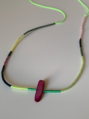 Handmade necklace with Miyuki Delica glass beads and shell made to order