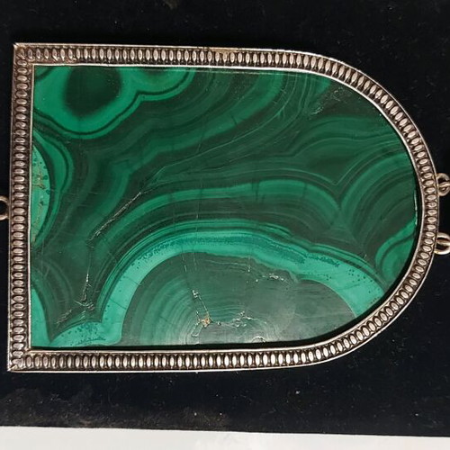 Clerical medallion pendant used with silver and malachite