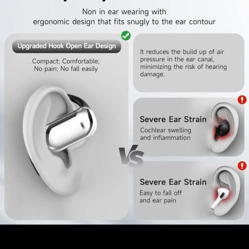 Earbuds Bluetooth 6.1 with AI translation, new, open-ear design