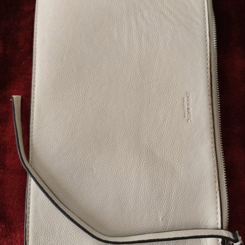 Zara Basic Collection clutch bag used, ecru with silver zipper