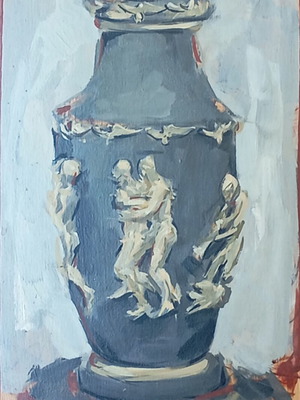 Erotica oil painting by Rudolph Vosser used, framed 35x24 cm