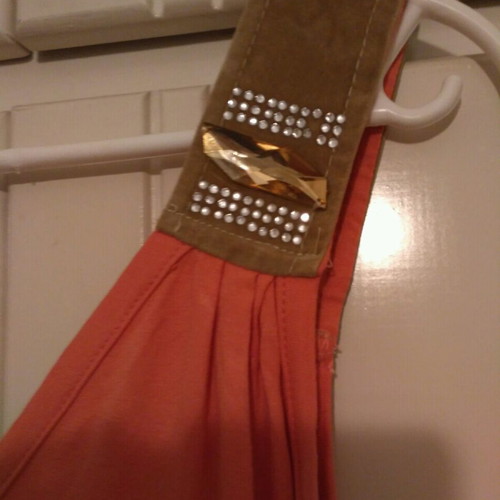 Blouse dress tirante with belt used, orange, one size