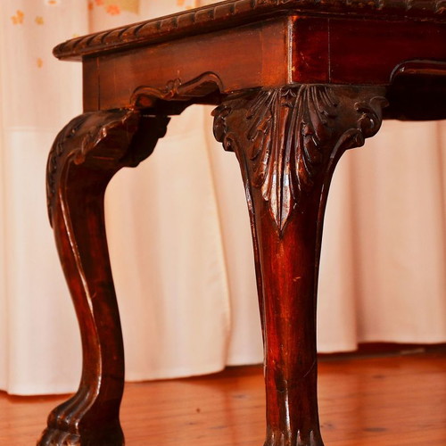 Carved wooden table collectible, used, antique 1953