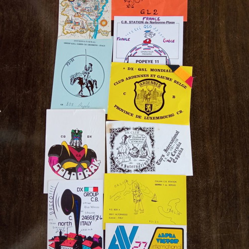 QSL cards used, collection of radio pirates and postcards