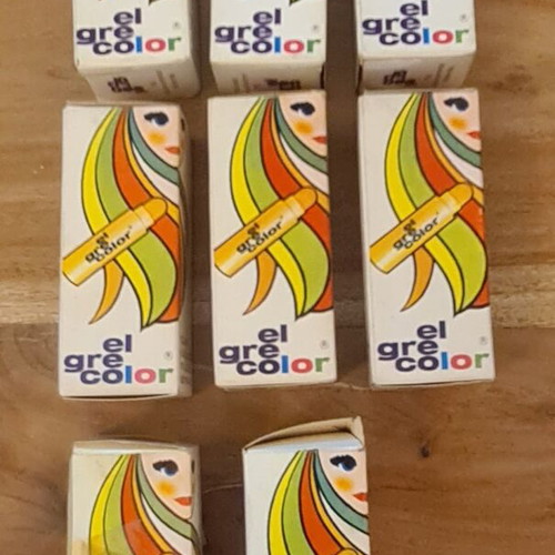 El Greco lipstick dyes used for doll hair coloring, 8 pieces, 3 colors