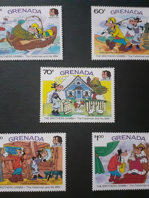 Walt Disney Ο ψαράς και η γυναίκα του γραμματόσημα Γρενάδας, σετ 5 MNH