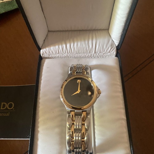 Movado wristwatch, gold and silver, new in box