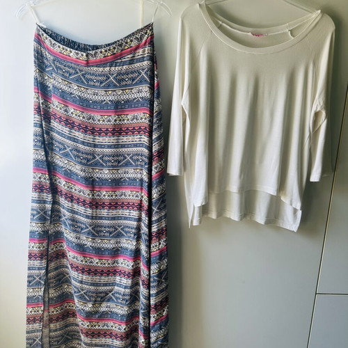 Lipsy Boho Chic Set maxi skirt and loose top like new