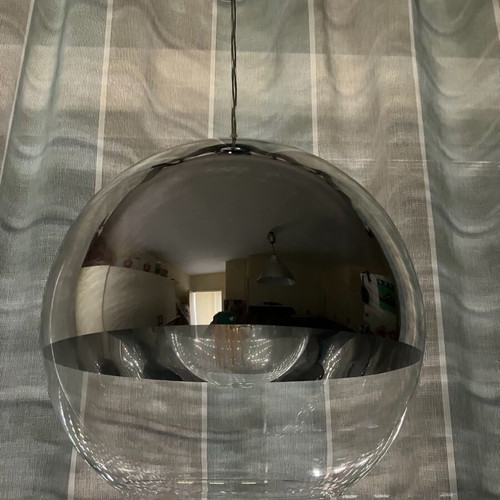 Pendant ceiling light metal mirror glass like new