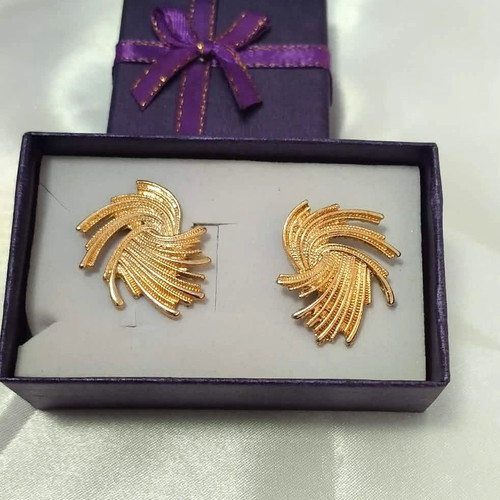 Twisted swirl earrings gold color new