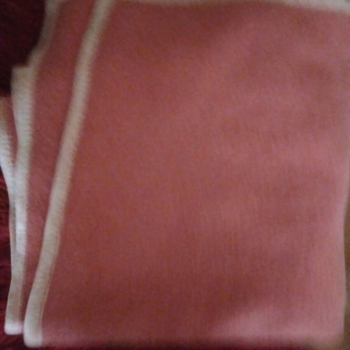 Vintage double wool blanket like new, soft texture, pomegranate color