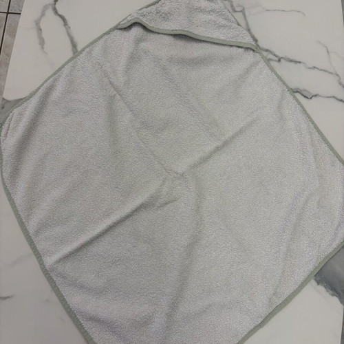 Baby bathrobe white with pistachio trim used