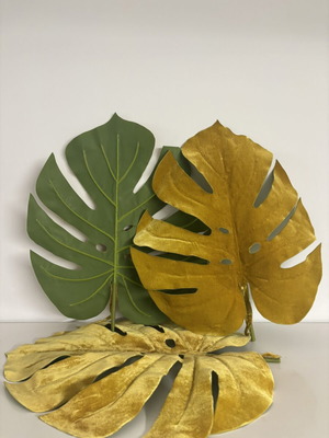 Monstera artificial leaves set of 6, 45cm, like new, velvet texture