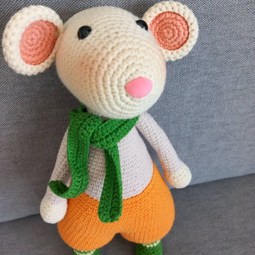 Amigurumi mouse toy new, handmade knitted doll 28 cm