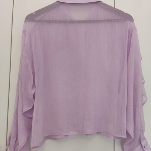 Zara Ruffle Flowy Sheer Purple Shirt like new, small