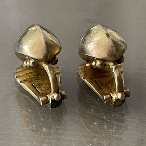 Vintage Zolotas ladybug clip-on earrings used, gold-plated silver 950