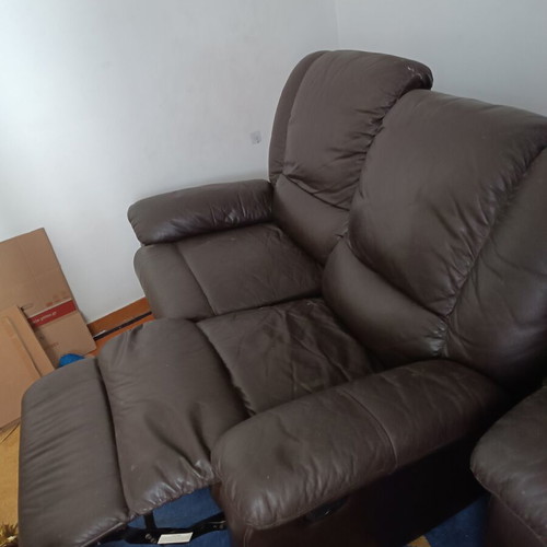 Double leather sofa used, black