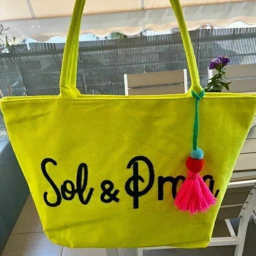 Jessica beach bag fluorescent yellow and pink new
