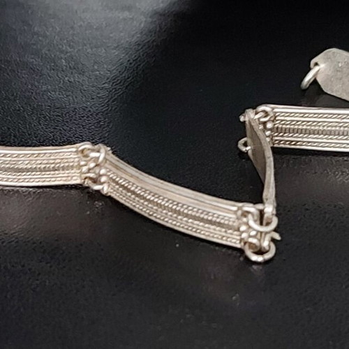 Vintage massive silver filigree bracelet used, 925 hallmark