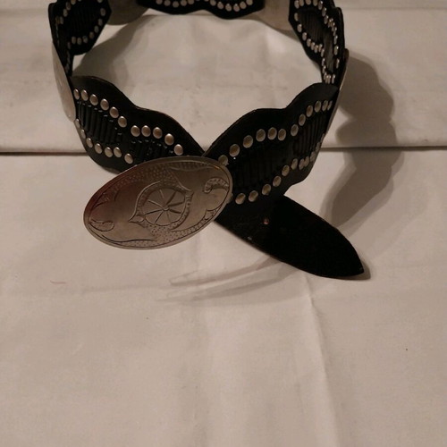 Ethnic belt like new, black with metal details