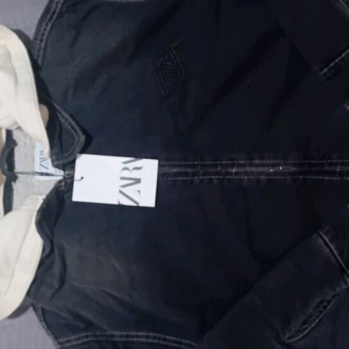 Jean jacket with inner fur and hood, new, size 13-14 years