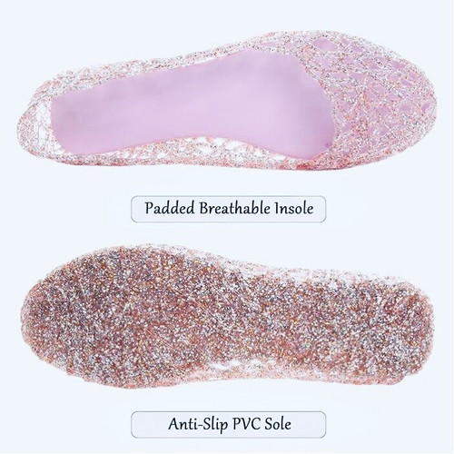 Kid Beach Glitter Jelly Ballet Flats Crystal Summer Soft Hollow
