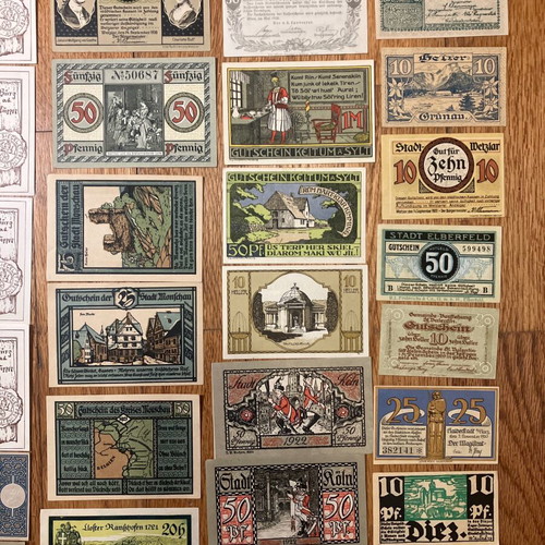 Lot of 44 German Notgeld banknotes 1919-1923 new