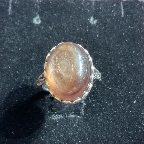 Silver ring one size with authentic Lepidolite stone